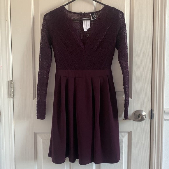 NWT Windsor Secret Obsession Plum Lace Skater dress small - Picture 4 of 9